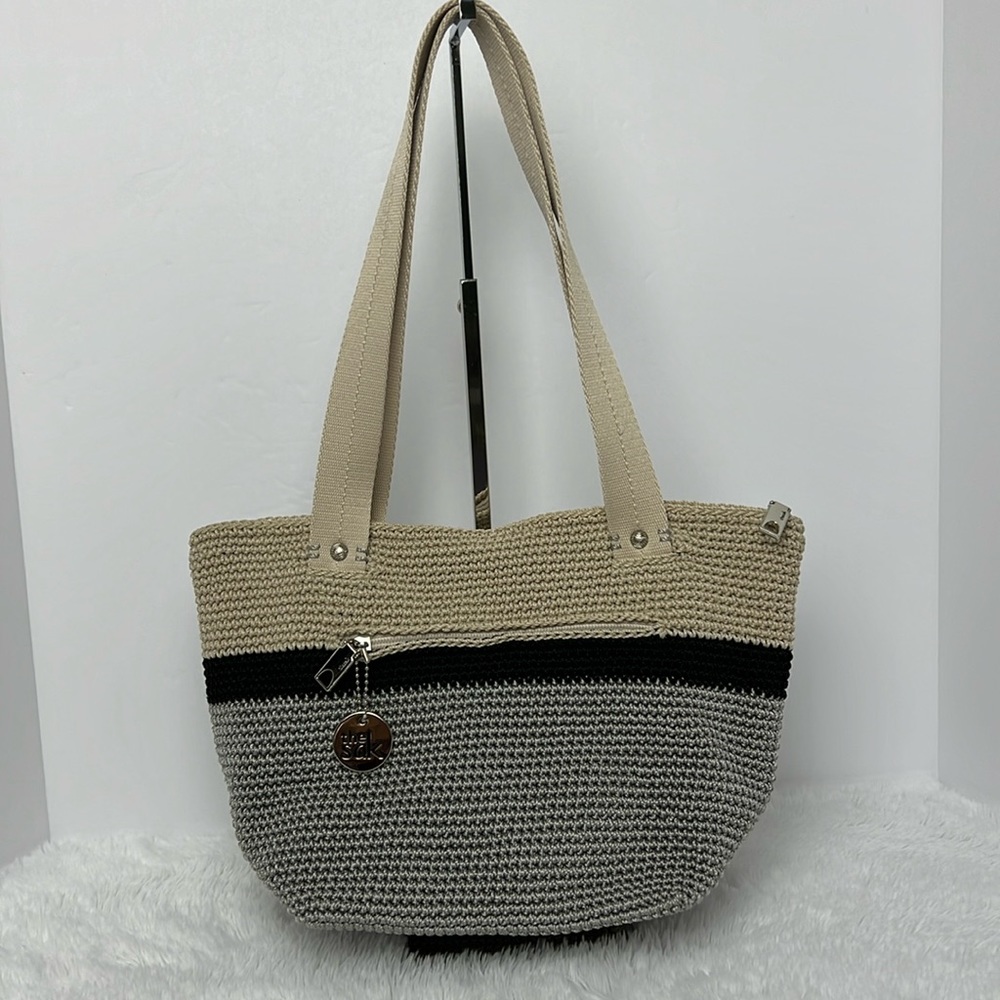 The SAK Mendocino Recycled Crochet Medium Tote in Ecru Block